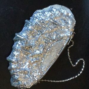 Flirty Ruffled Silvertone Mesh Evening Bag